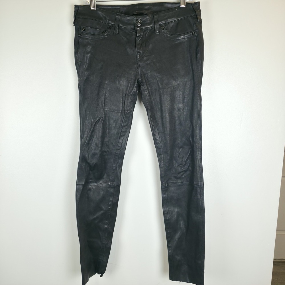 TRUE RELIGION 100% Lamb Leather Black Pants 29.C183‎